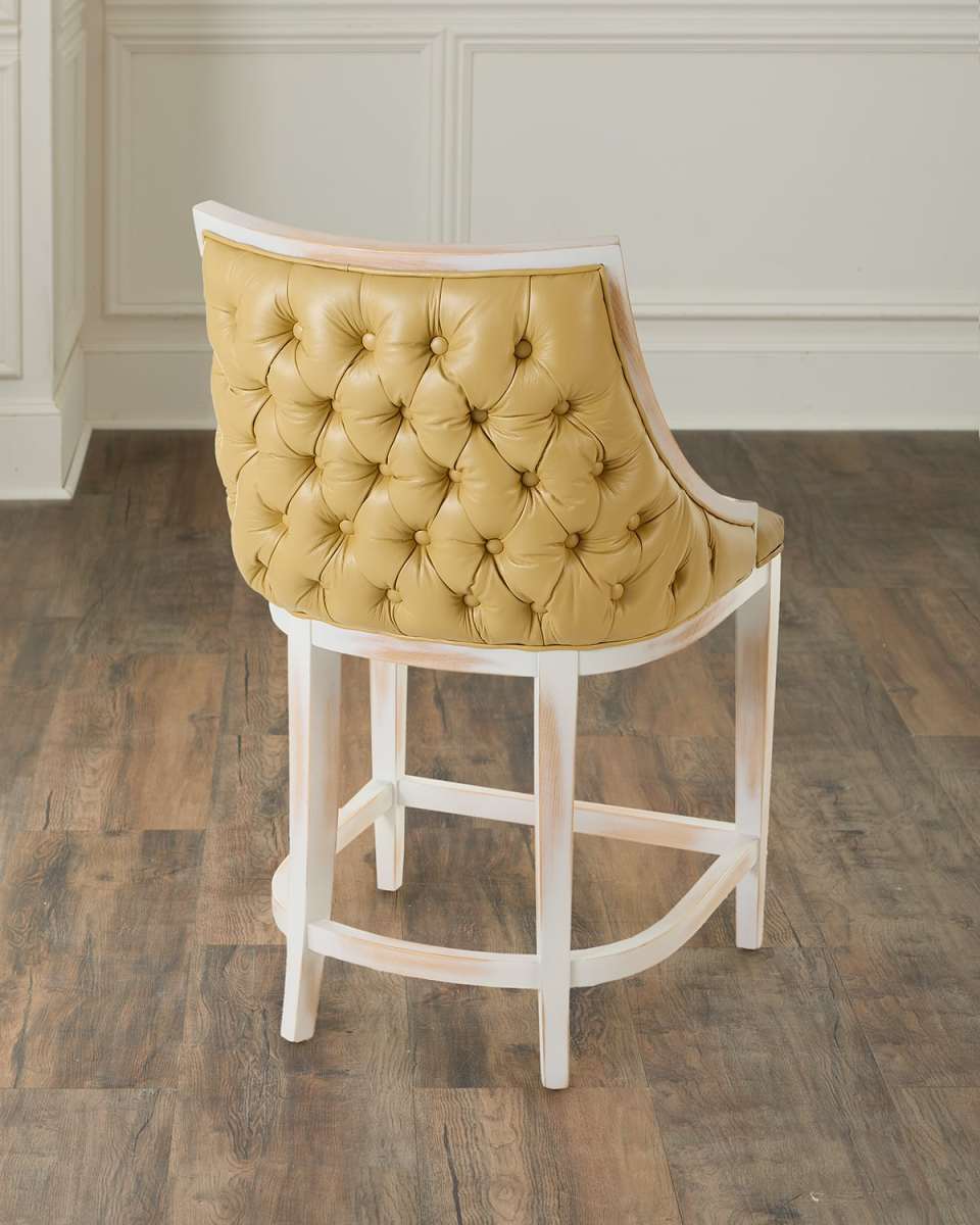 Kellie Tufted Leather 24" Counter Stool